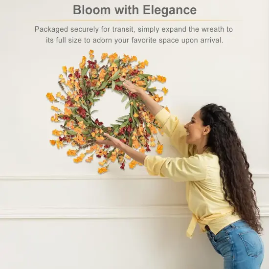 24 Inch Fall Wreath (Red Orange Yellow) {5}