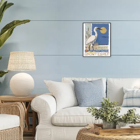 Stupell Industries Nautical Snowy Egret Framed Giclee, design by Nancy Overton {2}