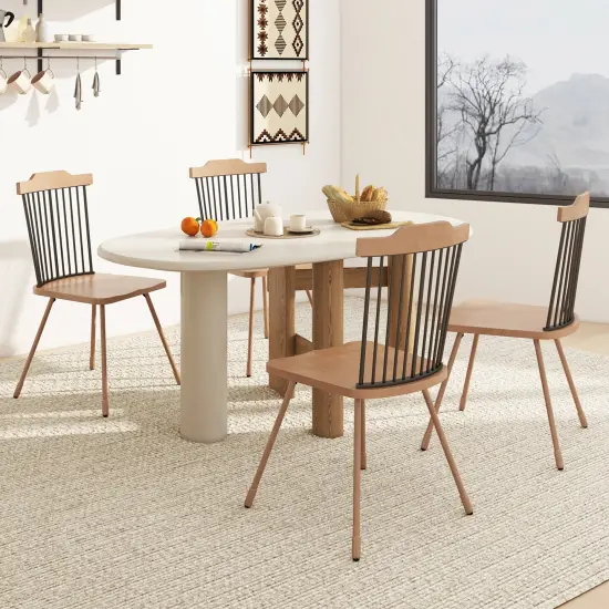 Dining Chair with Spindle Back and Ergonomic Contoured Seat Set of 2-Natural {3}