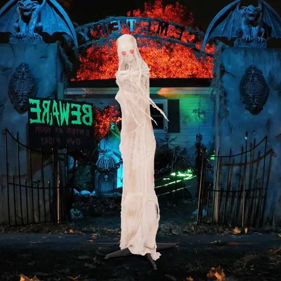 6FT Halloween Animated Standing Mummy with LED Red Glowing Eyes {5}