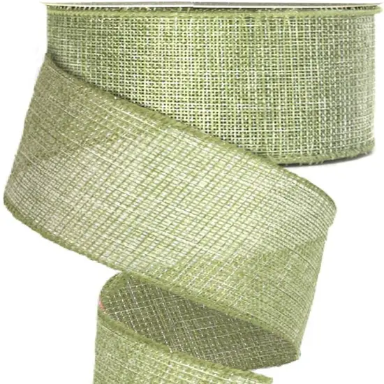 Green Burlap Ribbon Easter Ribbon for Crafts Gift Wrapping Wreath Bows Green Linen Wired Ribbon for Home Birthday Party Wedding Easter St Patricks Day Decoration 2.5" X 10 Yard {1}