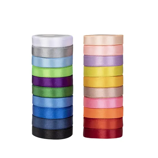 Double Faced Rainbow Satin Ribbon, 3/8" Wide 5 Yard/Roll-20 Rolls 100 Yards, Colorful Ribbon Set Perfect for Christmas Gift Wrapping, Crafts, Hair Bows, Wedding Party Decor Baby Shower {1}