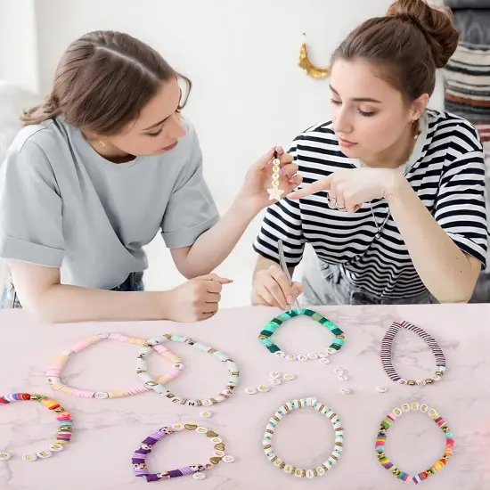 300Pcs Gold Letter Beads T 4X7mm Individual Round Alphabet Beads for Friendship Bracelets Making {4}