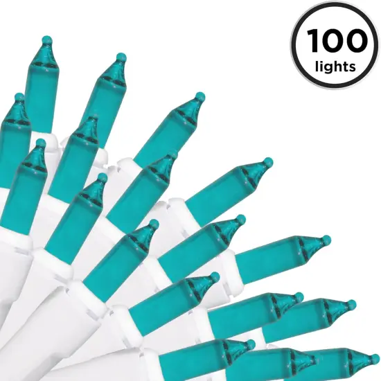 100 Count Mini String Christmas Lights, Teal - 22 feet Indoor/Outdoor Christmas Tree Lights with White Wire {2}