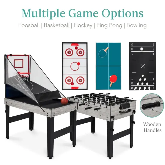 Best Choice Products 13-in-1 Combo Game Table Set w/ Ping Pong, Foosball, Basketball, Air Hockey, Archery Gray {4}