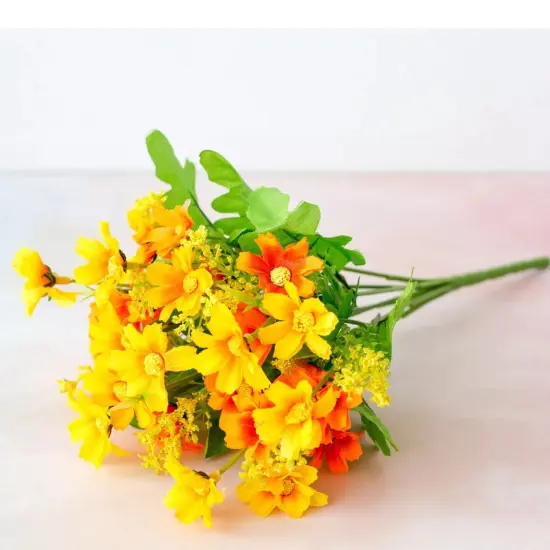 Outdoor Artificial Flower Plant Grass Garden Daisy Home Decoration Orange {1}