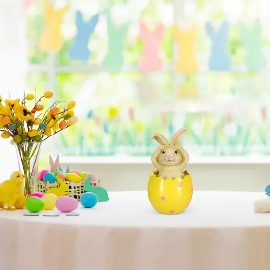 Colorful Eggshell Polyresin Bunny Easter Decor, Table Rabbit Easter Decorations {4}
