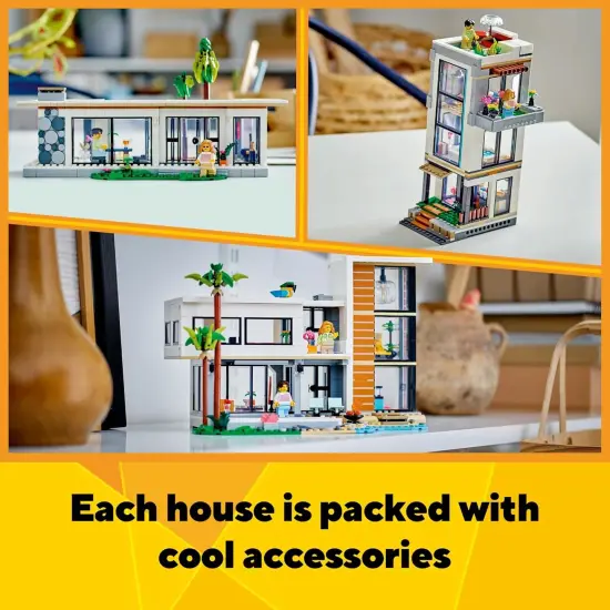 Creator 3 in 1 Modern Toy House - Kids Toy Building Set with 3 Building Options for Boys & Girls, Ages 9+ - with 2 Minifigures for Pretend Play - Gift Idea for Birthday - 31153 {5}