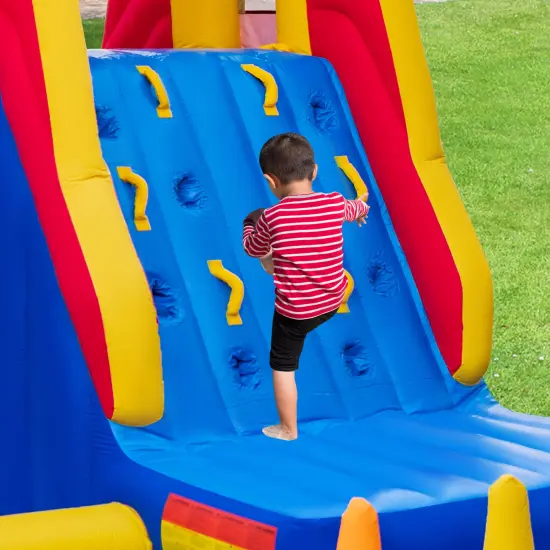 6-In-1 Inflatable Water Slide with Dual Slides Climbing Wall and Cave Crawling Game with 950W Blower {6}