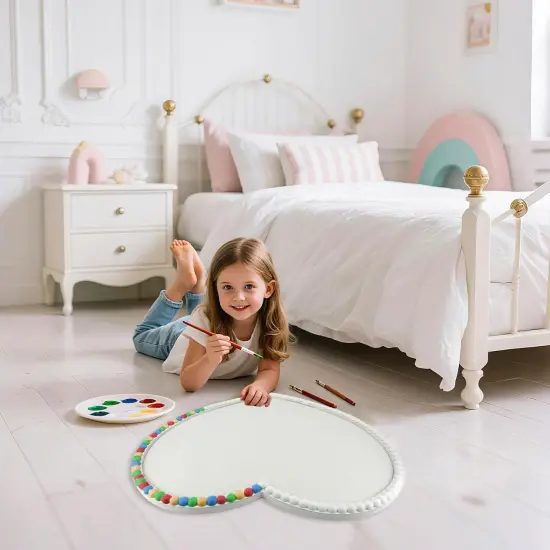 Large Heart Cork Board with Linen, 24x19 Inch(White) {3}