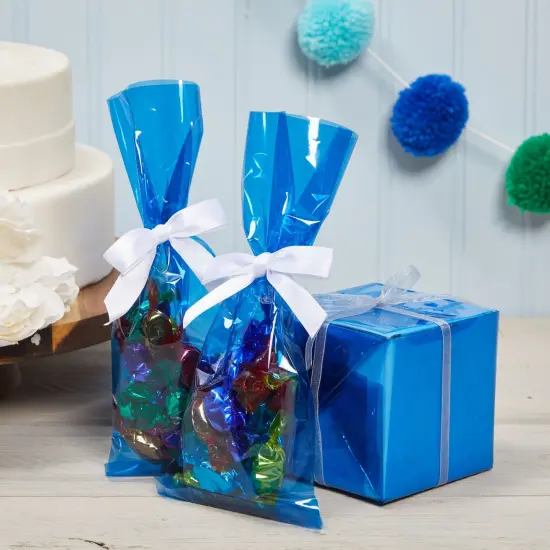 Juvale 4-Pack Blue Cellophane Wrapping Roll for Gift Baskets and Crafts, 17 Inches x 10 Feet Each {4}