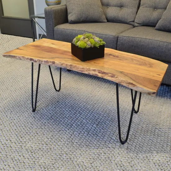 Contemporary Home Living Wooden Rectangular Coffee Table - 40" - Black Brown {1}