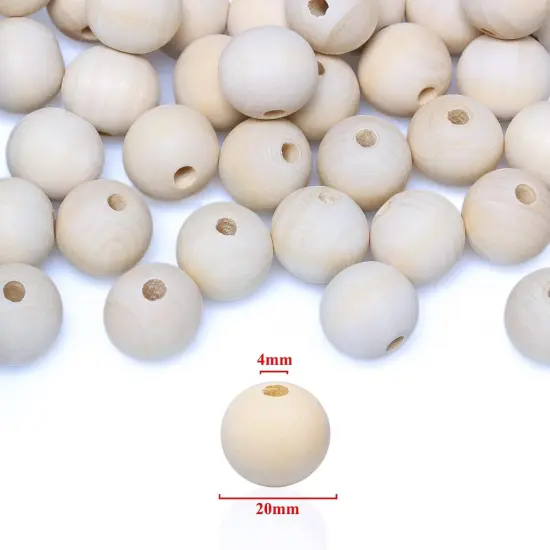 3/4"Wooden Round Beads 100pcs Unfinished Natural Loose Beads Spacer Beading Supplies Jewelry Findings Charms {2}