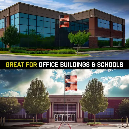 G128 Combo Pack: 20 Ft Telescoping Aluminum Flagpole (Black) & American and Betsy Ross Tea Stained Flags 3x5 Ft, Both ToughWeave Series Embroidered Polyester | Pole with Flags Included {5}