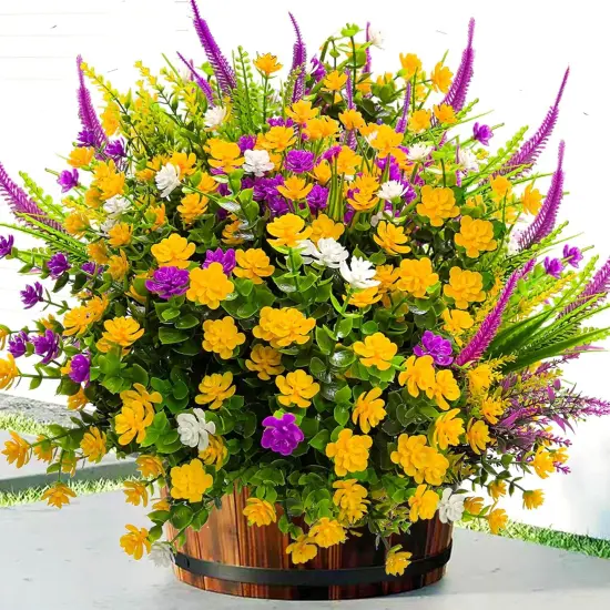 Artificial Flowers for Outdoors Fake Faux Flowers, 20 Bundle Artificial Plants Outdoor UV Resistant Fake Plants Spring Summer Decor, Realistic Faux Plants Shrubs Greenery for Porch Window Box Garden {1}