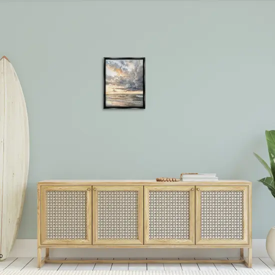 Stupell Industries Moody Sea Cloudy View Floater Framed Canvas Wall Art Design by Petal Prints Design {2}