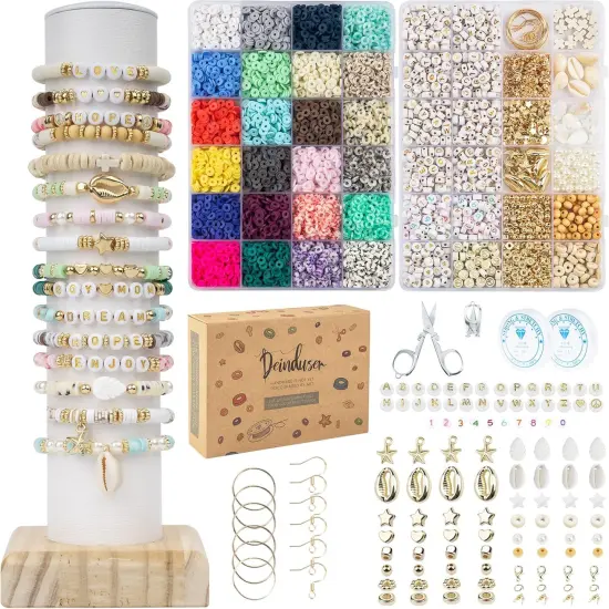 7200pcs Clay Beads, 24 Colors 2 Boxes Beads for Bracelets, Clay Beads Bracelet Making kit {1}