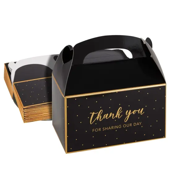 24-Pack 6.3 x 3.5 x 3.5-Inch Black Party Favor Gable Boxes, Thank You Gift Boxes for Birthday, Wedding, and Baby Shower Celebrations {1}