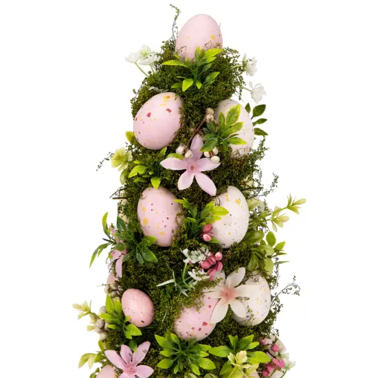 Northlight Floral and Foliage Easter Egg Tree - 14" - Pink and White {4}