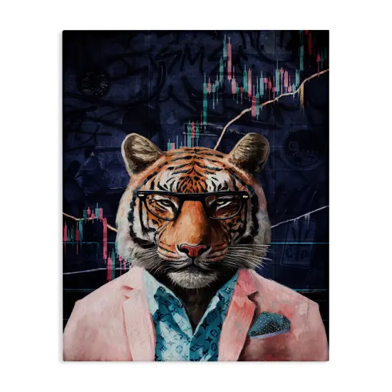 Stupell Industries Trendy Tiger on Abstract Canvas Wall Art Design by Svetlana Aleynikova {1}