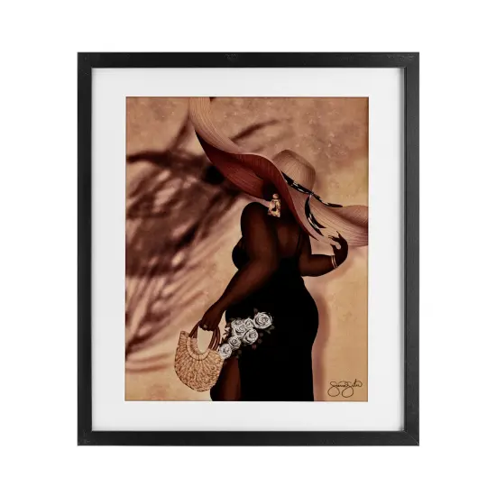 Stupell Industries Stylish Woman with Sun Hat Framed Print Under Glass, design by Sierra Siler {1}