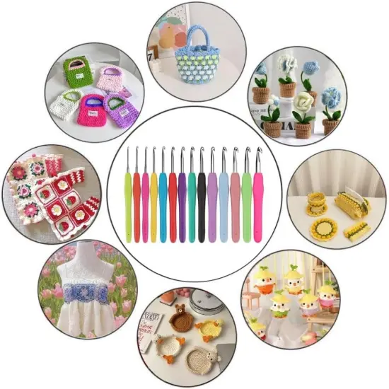 Crochet Hook Set,14 Sizes Crochet Hooks Ergonomic Soft Grip,Crochet Hooks for Arthritic Hands with Case,Crochet Needles(Size B-Size N) {3}