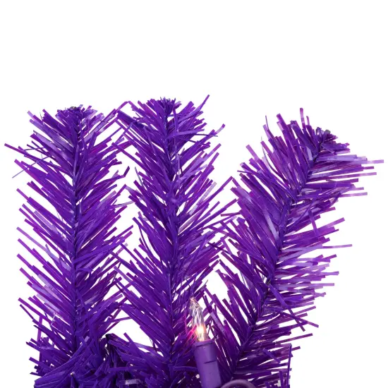 Northlight Pre-Lit Artificial Pine Christmas Garland - 9' - Purple - Clear Lights {6}