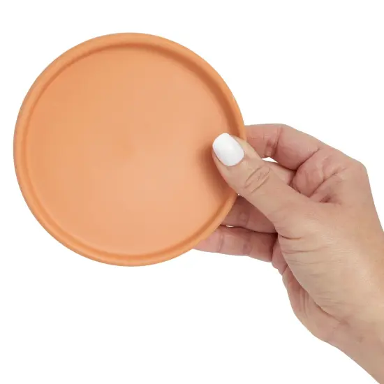 Okuna Outpost 12 Pack Small Terra cotta Plant Saucer for Flowers, Plant Trays for Pots with Drainage, Round Clay Plates for Indoor, Outdoor Plants, Prevents Excess Moisture and Spills (4.5 Inches) Orange {4}