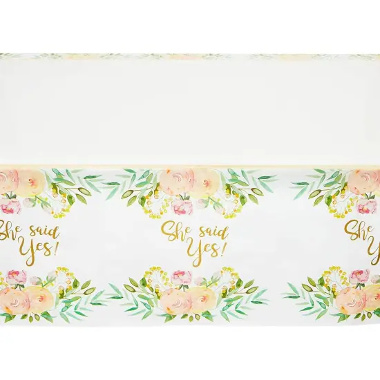 She Said Yes Table Covers for Bridal Showers (54 x 108 in., 3 Pack) White {4}