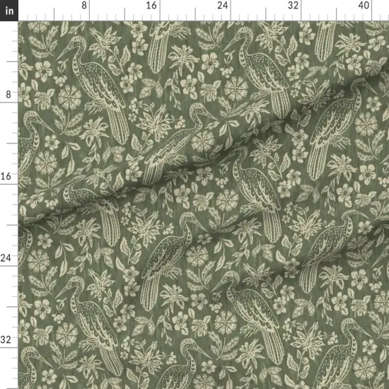 Various Fabrics by the Yard or Fat Quarter Boho Botanical Dark Sage Green Hand Drawn Traditional Earthy Bohemian Farmhouse Distressed Transitional Custom Printed Fabric by Spoonflower {1}