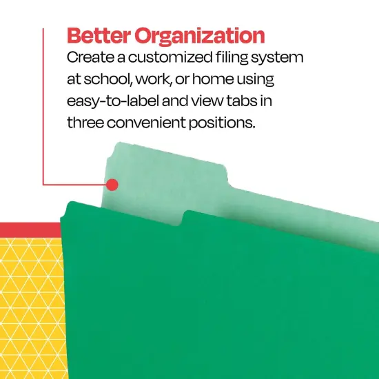 School Smart Colored File Folders, Two-Tone, Letter Size, 1/3 Cut Tabs, Green, Pack of 100 {7}
