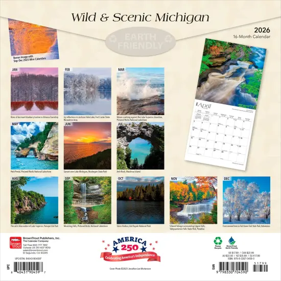 Michigan Wild & Scenic | 2026 12 x 24 Inch (Hanging) Monthly Square Wall Calendar | Plastic-Free {2}