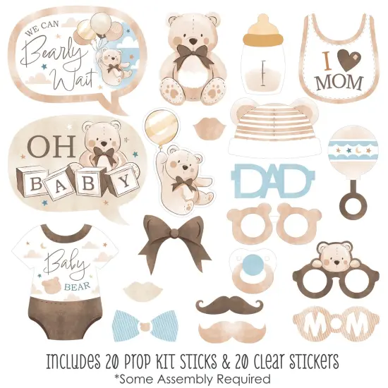 Big Dot of Happiness We Can Bearly Wait - Teddy Bear Baby Shower Photo Booth Props Kit - 20 Count {4}