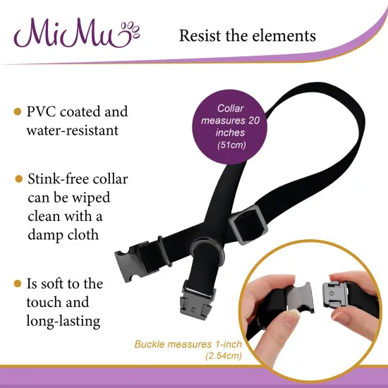 MiMu Medium Silicone Dog Collar - Black 20in Stylish Dog Collar with Clasp Buckle {5}
