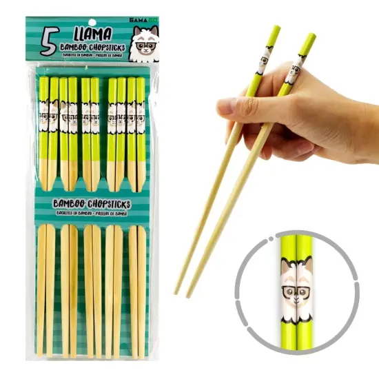 Llama Bamboo Chopstick Set of 5 {1}