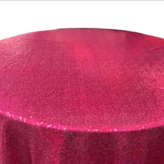 1 Yard Glitz Sequin Tablecloth 108 Inch Round Sparkling Polyester for Weddings and Events Fuchsia {1}