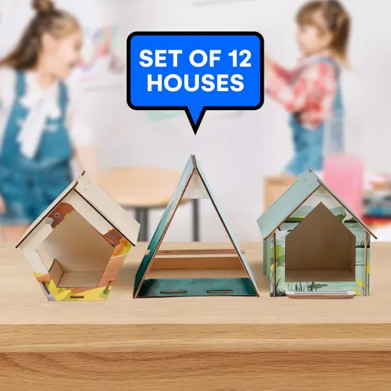 12 Wooden Birdhouses to Paint &ndash; DIY Craft Kit for Kids with Durable Plywood & Safe Materials {2}