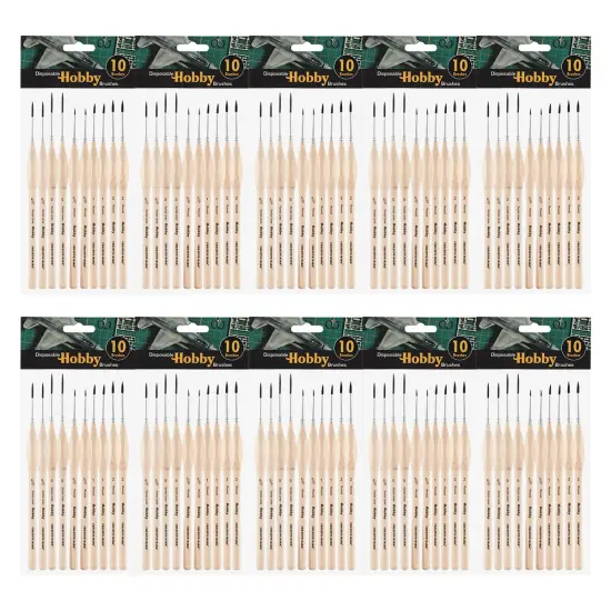 Creative Mark Disposable Detail Brushes - 100 Pack - Disposable Hobby Brushes for One-Time Use Painting, Commissions, Miniatures, Crafts {1}