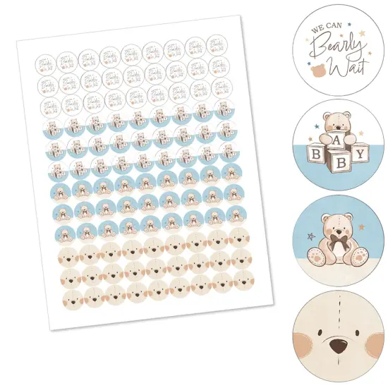 Big Dot of Happiness We Can Bearly Wait - Teddy Bear Baby Shower Round Candy Sticker Favors - Labels Fit Chocolate Candy (1 sheet of 108) {3}