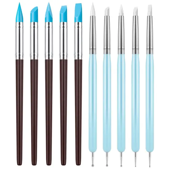 10Pcs Silicone Clay Sculpting Tool, Modeling Dotting Tool & Pottery Craft use for DIY Handicraft, Silicone Brush, Sculpture Pottery, Nail Art {1}