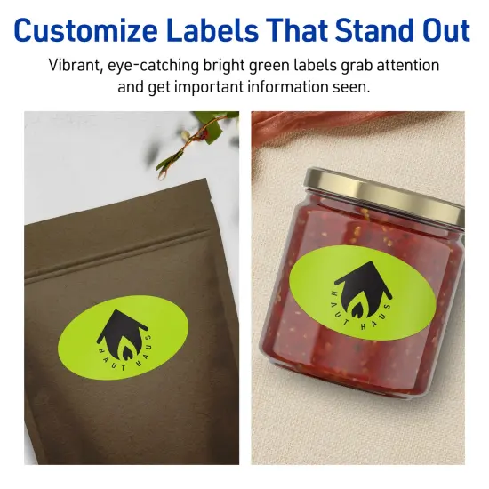 Avery Bright Green Paper Labels, 2" x 3-1/3" Oval {3}