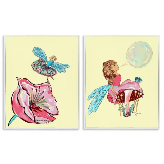 Stupell Industries Magical Ballerina Fairies 2pc Framed Giclee Set, design by Susan Lugar {1}