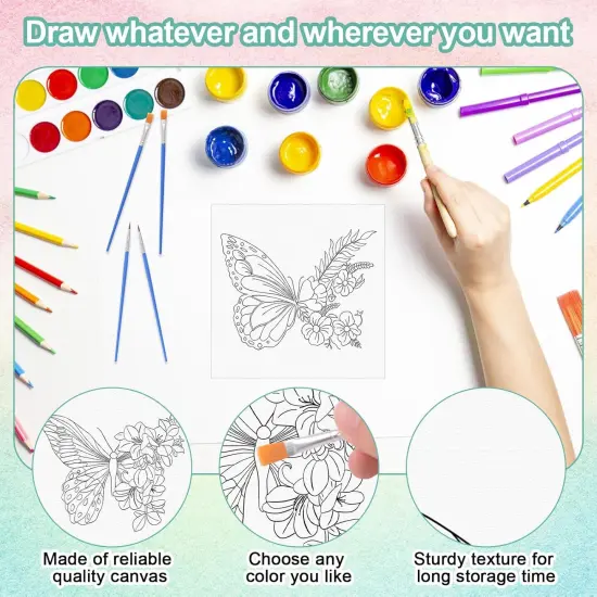 Pre Printed Canvases, 9 PCS Butterfly Painting Canvas 7.87 * 7.87&rdquo; Butterfly Floral Themed Painting Canvas 9Pcs-Butterfly {3}