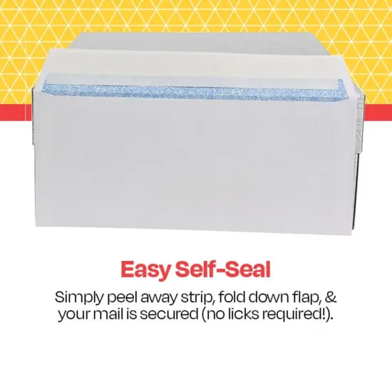 School Smart Kwik-Tak Security Window Envelope, No. 10, White, Box of 500 {4}