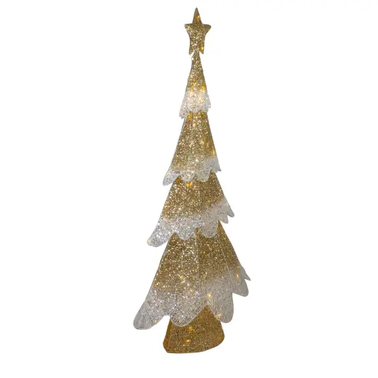 Northlight 46" LED Lighted Gold Mesh Christmas Tree Outdoor Decoration {4}
