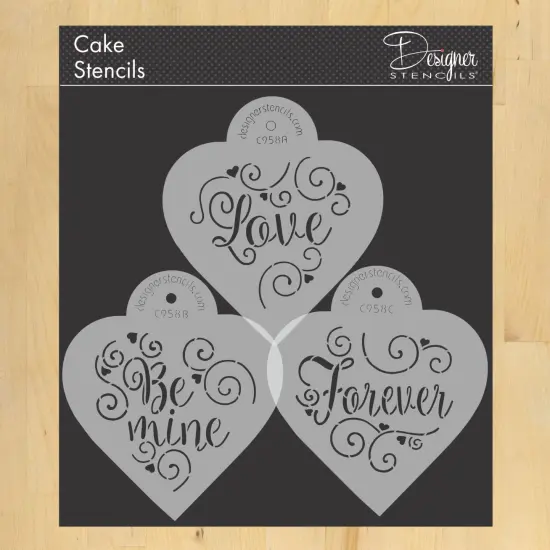 Love, Be Mine, Forever Hearts Cookie Stencil Set | Baking Stencils for Royal Icing, Airbrush, Dusting Powder | {1}