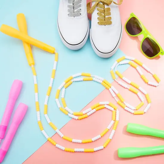 BLUE PANDA 4 Pack Beaded Jump Rope for Kids Ages 5-14 &ndash; Starter Skipping Rope for Fitness Girls Exercise Workouts (4 Colors, 9.2 Feet) {3}