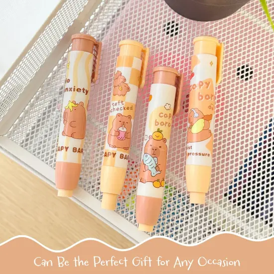 Wrapables Retractable Capybara Erasers, Clickable Push Button, Stationery Office Supplies (Set of 4) {5}