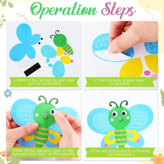 24 Set Butterfly Crafts for Kids Butterfly Paper Craft Kit with Eyes Make Your Own Spring Summer Crafts {5}