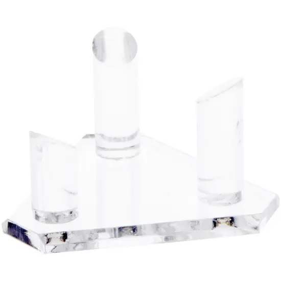 Plymor Clear Acrylic Beveled Triangular Display Base with 3 Display Prongs for Geode, Mineral or Crystal Cluster, 3.125" W x 2.75" D x 1.625" H {2}